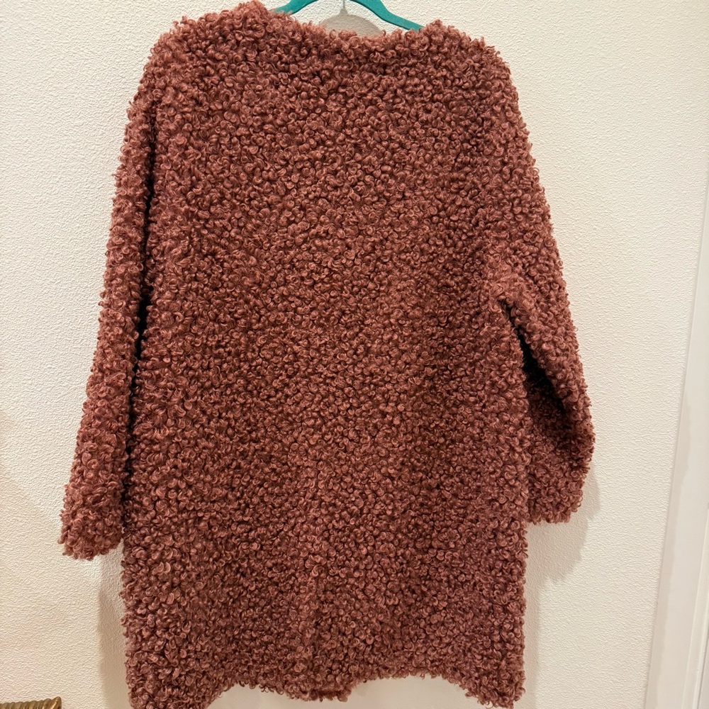 Sundance Catalog Unbound Boucle Beauty Coat Mauve Teddy Cozy Warm Faux Fur XL - Picture 11 of 13